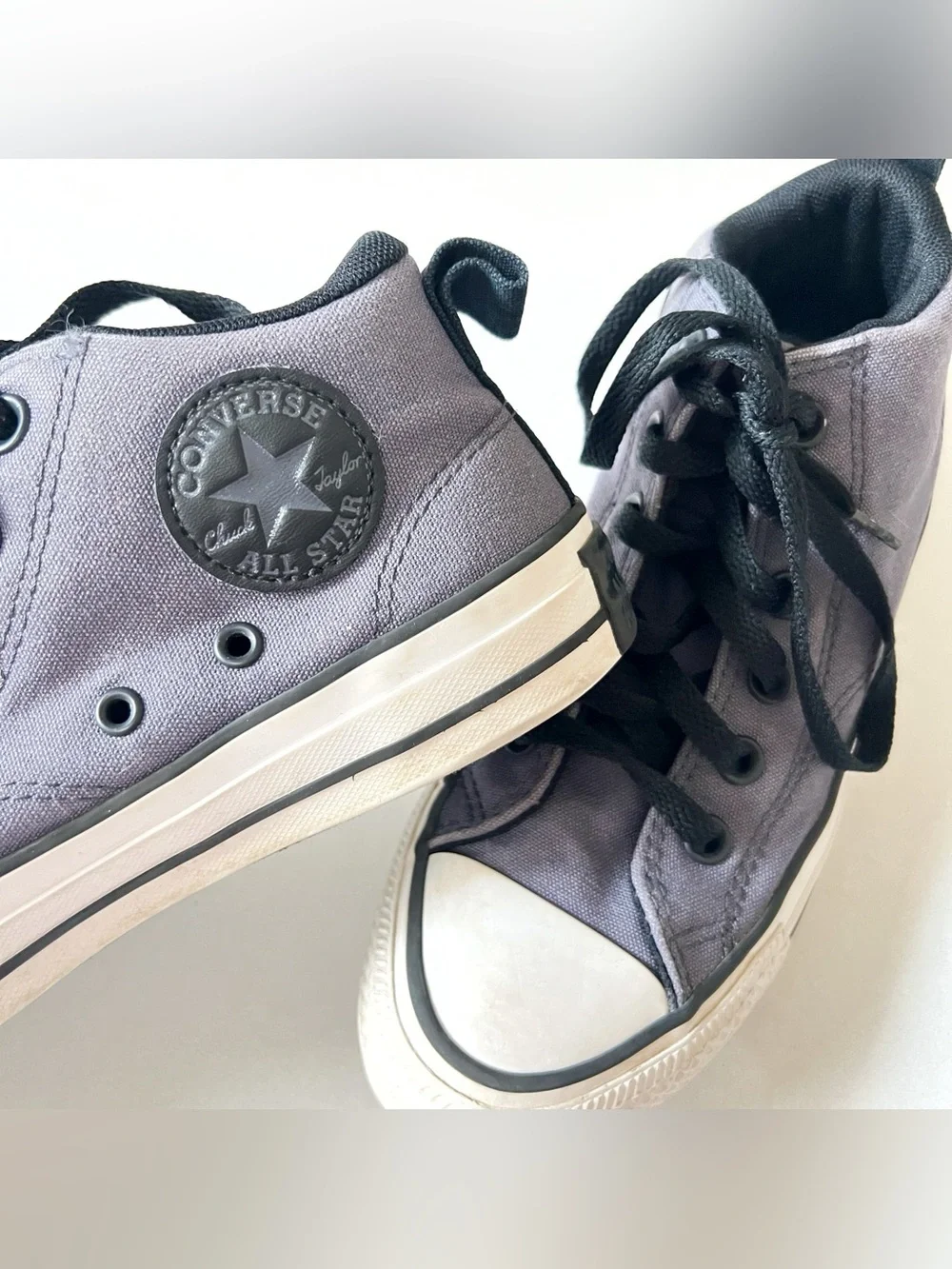 Converse Kids High-Top Sneakers in Gray with Black Laces